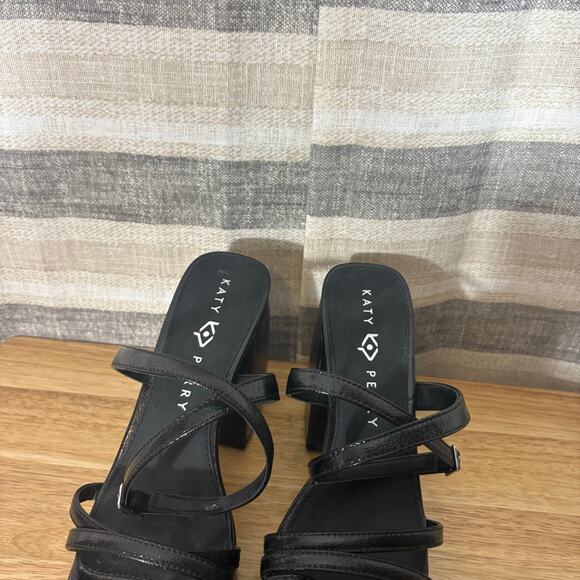 Katy Perry The Meadow Classic Black Strappy Chunky Heels Size 8.5 - Picture 5 of 11